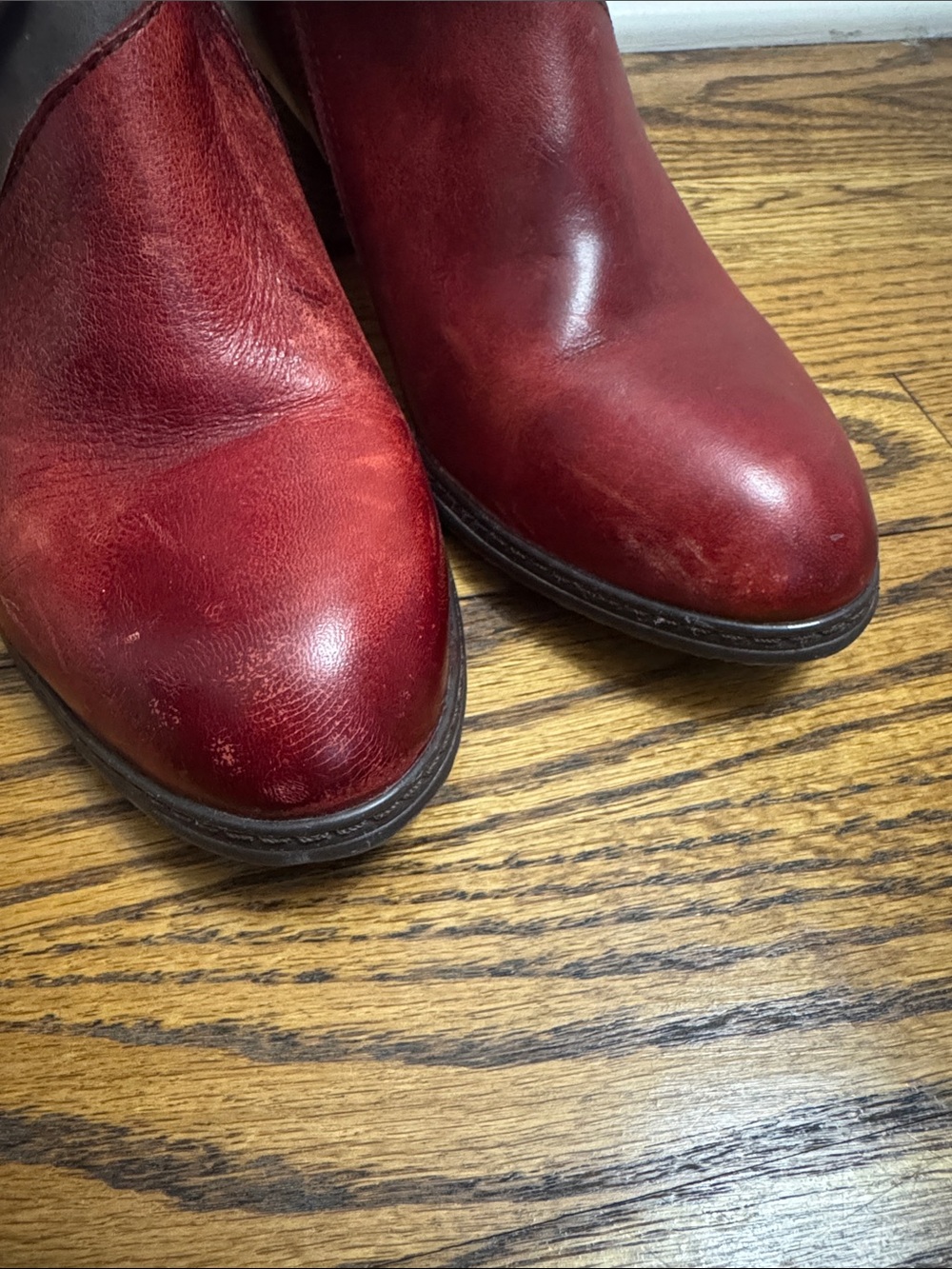 L’Artiste by Spring Step Leather Colorblock Ankle Booties EU 38 US 7.5 Red Boho - Picture 5 of 12